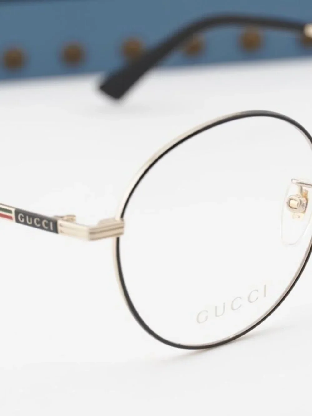 Gucci GG0839OK 001 Round Eyeglasses - Black/Gold 52mm